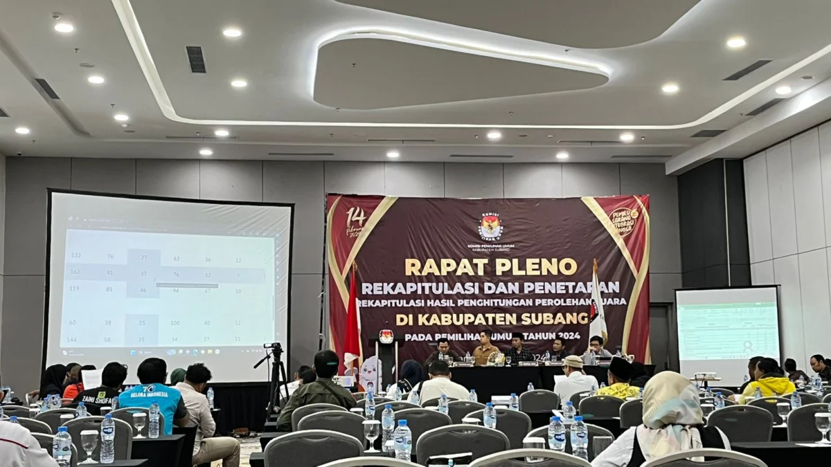 Rapat pleno rekapitulasi dan penetapan perolehan suara hari ke-5 tingkat Kabupaten Subang masih belum selesai.