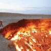 Api di kawah Darvaza, Turkmenistan yang tak pernah padam sejak tahun 1971. Sumber foto TRIBUNJAMBI.COM
